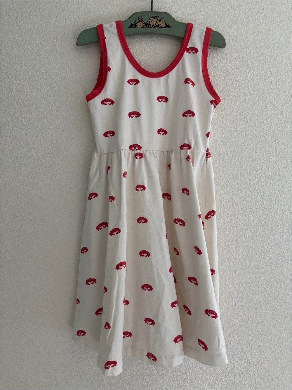 Monica + Andy Sleeveless Crab Print Twirl Dress Size 8 White and Red Girly